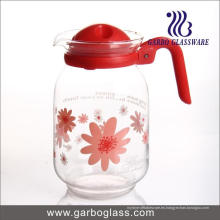 1600ml Flower Decal Glass Water Pot con Cubierta